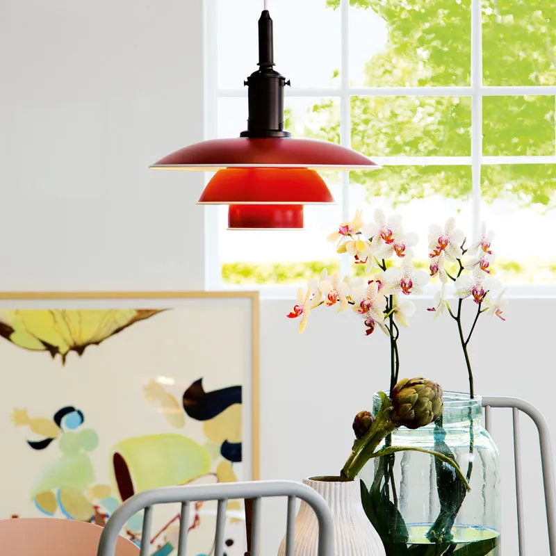 PH 3½-3 Pendelleuchte, Rot von Poul Henningsen